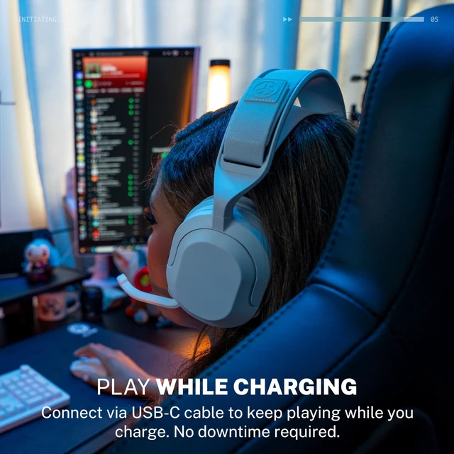 Alt view image 6 of 7 - JLab Nightfall Wireless Gaming Headset, Bluetooth 5.3, White