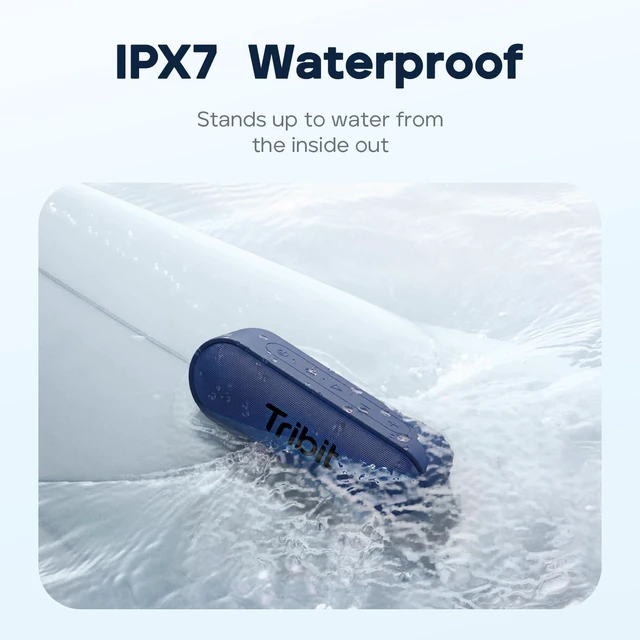 Alt view image 5 of 7 - XSound Go Portable Bluetooth Speaker, 16W, 24H Playtime, Blue | IPX7 Waterproof, Custom EQ, XBass, BT5.3, Wireless, Loud Sound, TWS Pairing, Type-C, Outdoor, Home, Travel, Beach, Shower