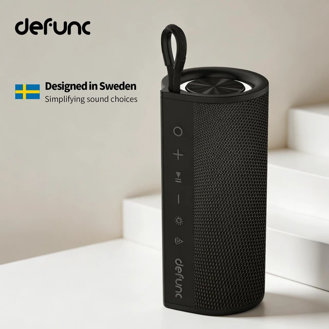 Alt view image 2 of 7 - Defunc BEAT15 Bluetooth Speaker, 15W Portable Wireless Speaker, Bluetooth 6.0, IPX7 Waterproof, Auracast, RGB Lights (Black)
