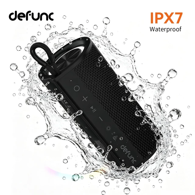 Alt view image 7 of 7 - Defunc BEAT15 Bluetooth Speaker, 15W Portable Wireless Speaker, Bluetooth 6.0, IPX7 Waterproof, Auracast, RGB Lights (Black)