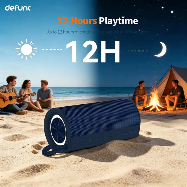 Alt view image 7 of 7 - Defunc BEAT 15 Bluetooth Speaker, 15W HD Sound, Portable Wireless, IPX7 Waterproof, Up to 12H Playtime, Auracast, for Home/Party/Outdoor/Camping/Beach Essentials (Blue)