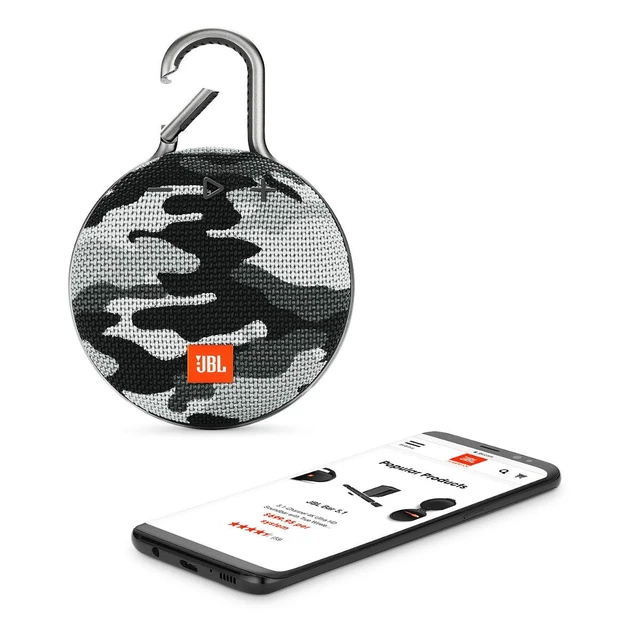 Alt view image 5 of 5 - JBL Clip 3, Black Camo - Waterproof, Durable & Portable Bluetooth Speaker - Up to 10 Hours of Play - Includes Noise-Cancelling Speakerphone & Wireless Streaming
