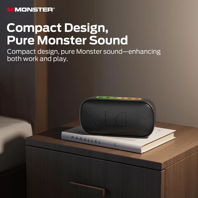 Alt view image 7 of 7 - Monster S150 Speaker, IPX7 Waterproof Wireless Speaker, 24W Stereo Sound with Pure Bass, Bluetooth 6.0, TWS Pairing, HD Calling, 20H Playtime, RGB Lights Perfect for Outdoor, Party, Beach, Home, Gifts