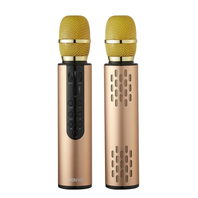 Main image of YONVO Wireless Karaoke Microohone for Adults. Bluetooth 5.3 Portable Karaoke Mic with 10W Dual Speakers, Clear Vocals & Echo for Home Parties, Family Gatherings & Singing Nights (Gold)