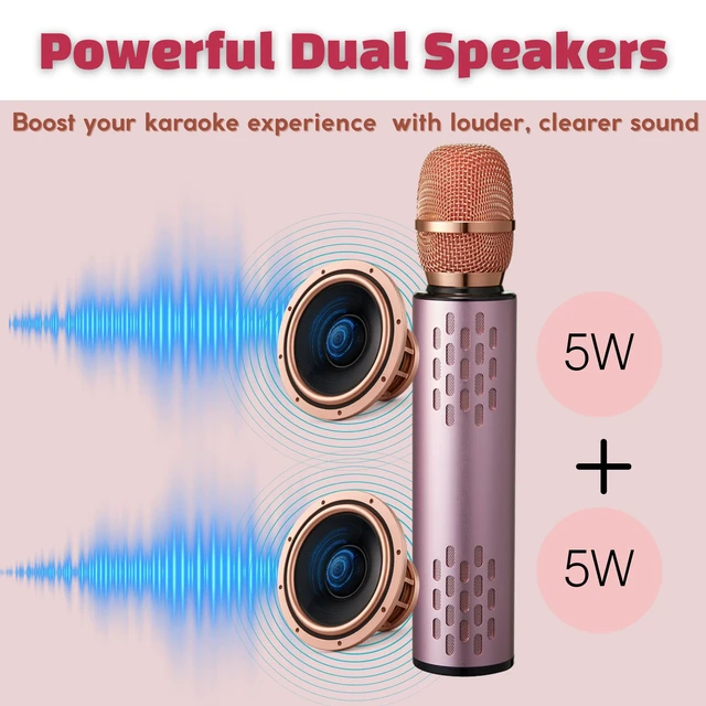 Alt view image 3 of 7 - YONVO Bluetooth 5.3 Wireless Karaoke Microphone, Portable Handheld Mic with 10W Speakers. Clear Vocals & Echo Home Party Karaoke Machine, Gift for Teens & Women (Rose Gold)