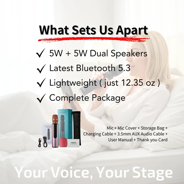 Alt view image 2 of 7 - YONVO Bluetooth 5.3 Wireless Karaoke Microphone, Portable Handheld Mic with 10W Speakers. Clear Vocals & Echo Home Party Karaoke Machine, Gift for Teens & Women (Rose Gold)