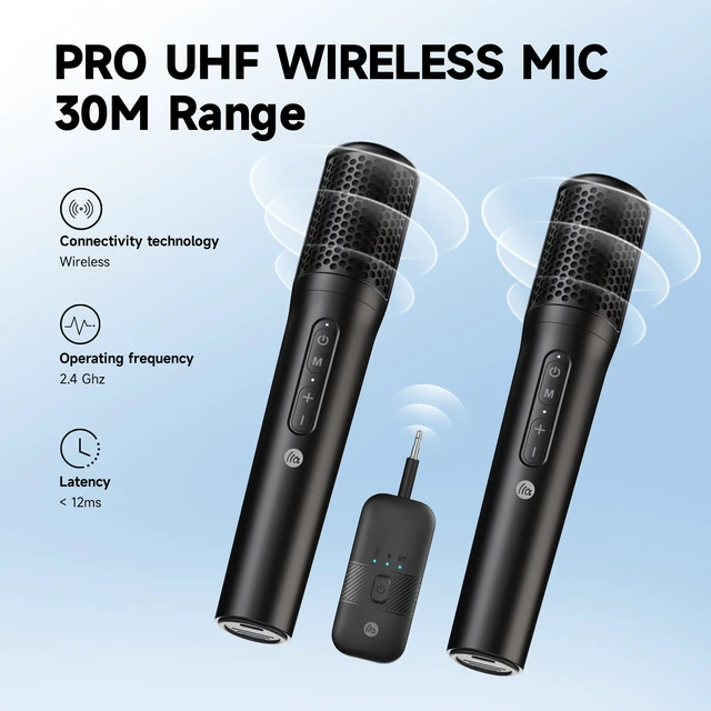 Alt view image 2 of 7 - TAZATA Wireless Microphones System,Dual Handheld Microphone with Rechargeable Receiver, for Karaoke, Speech, Wedding, Church, PA System,Outdoor Events,Party Gifts
