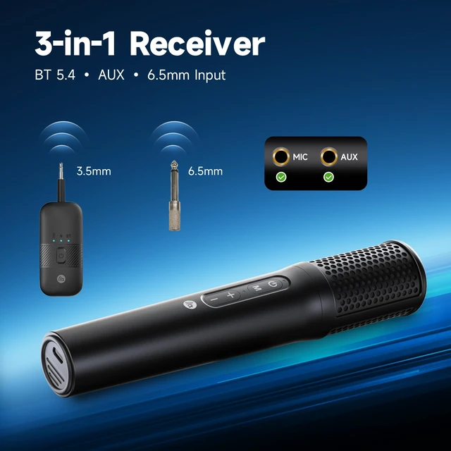 Alt view image 3 of 7 - TAZATA Wireless Microphones System,Dual Handheld Microphone with Rechargeable Receiver, for Karaoke, Speech, Wedding, Church, PA System,Outdoor Events,Party Gifts