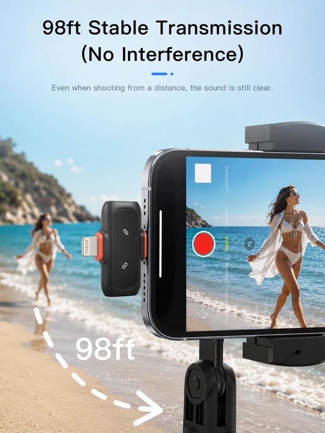 Alt view image 7 of 7 - Wireless Microphone for iPhone Android, Dual Lavalier Mini Clip On Mic | Wireless mini microphone for iphone. 5g noise cancelling lapel mic for content creators on YouTube, TikTok, Instagram vlogs.
