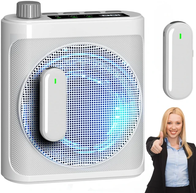 Main image of Voice Amplifier Wireless Microphones, Bluetooth Megaphone Speaker Personal PA System Portable Voice Amplifier with 2pcs Magnetic Wireless Lavalier Lapel Microphones for Teachers Classroom Meeting Yoga