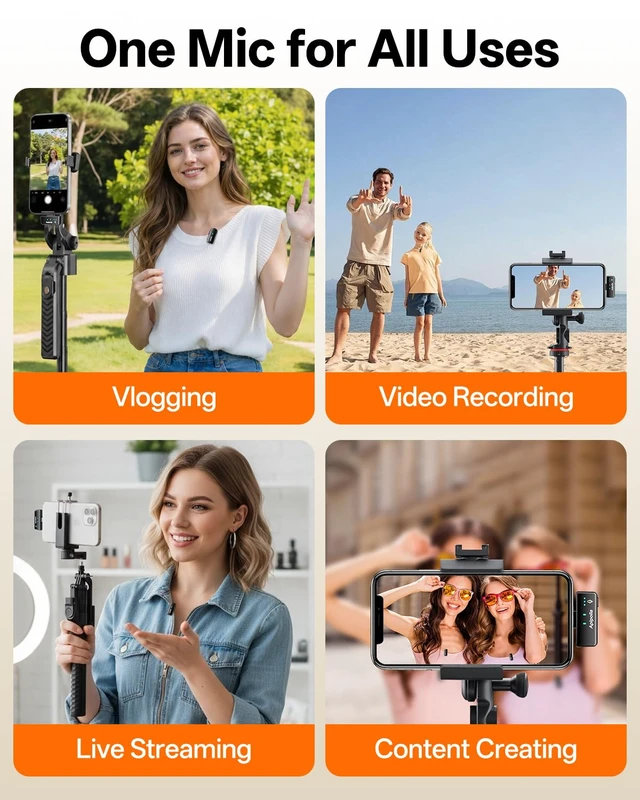Alt view image 7 of 7 - Wireless Mini Lavalier Microphone for iPhone 17/16/15 Android,30H Playtime with Charging Case,Plug&Play Magnetic Mini Lapel Microphone with Noise Reduction for Content Creators,Vlog,Tiktok,YouTube