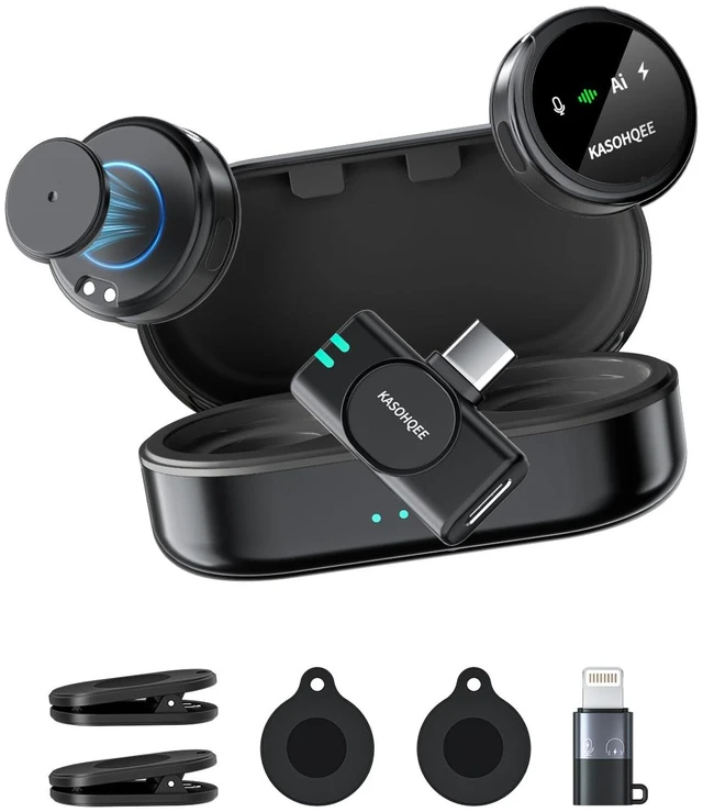 Main image of Wireless Lavalier Microphone for iPhone 17/16/15/14, iPad & Android | Magnetic Mini Mic with Charging Case,30H Playtime Plug-Play Lapel Mic for Content Creators,Vlogging,Tiktok,AI Noise Reduction