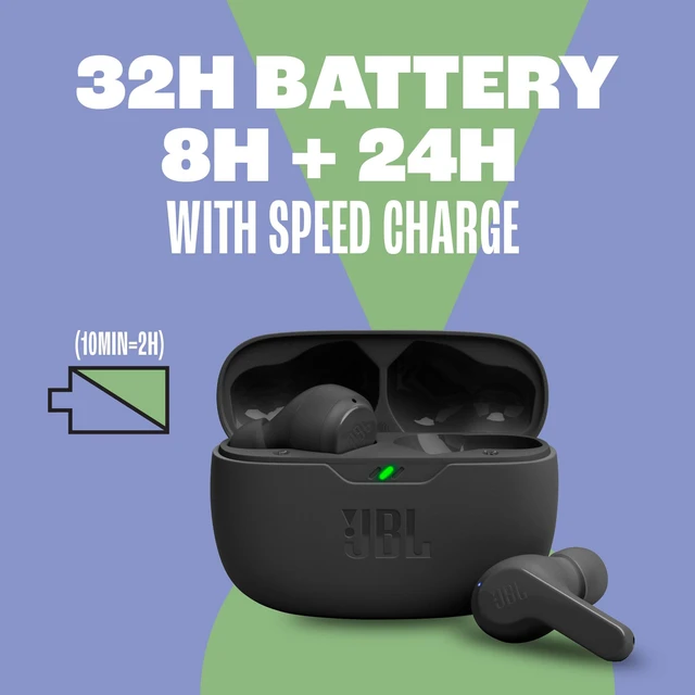 Alt view image 4 of 6 - JBL Vibe Beam - True Wireless Earbuds - Beige | JBL Deep Bass Sound, Comfortable fit, Up to 32 8h 24h total hours of battery life with speed charging