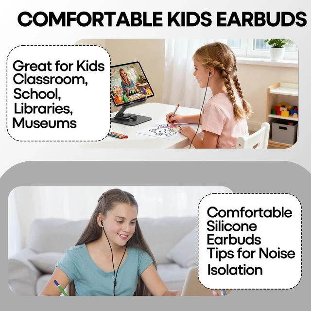 Alt view image 4 of 7 - Bornlixs Kids Bulk Earbuds 200 Pack for School Classroom Student | Wholesales in Ear Headphones for Children Toddler Teen kids Boys Girls(Black)