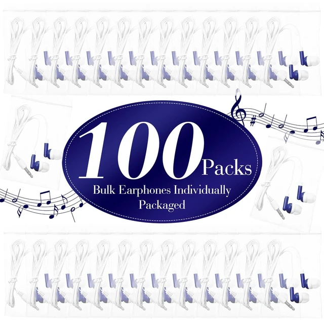 Alt view image 2 of 7 - Konohan 100 Packs Wired Earbuds Bulk for Classroom 3.5mm Jack,Blue
