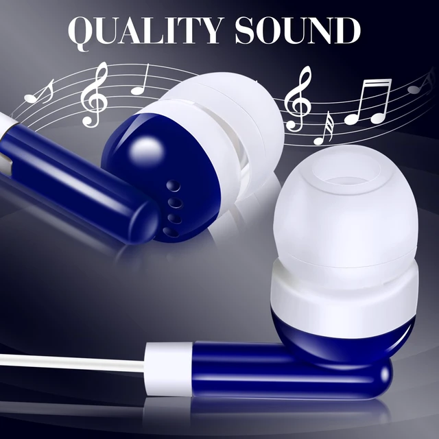 Alt view image 6 of 7 - Konohan 100 Packs Wired Earbuds Bulk for Classroom 3.5mm Jack,Blue