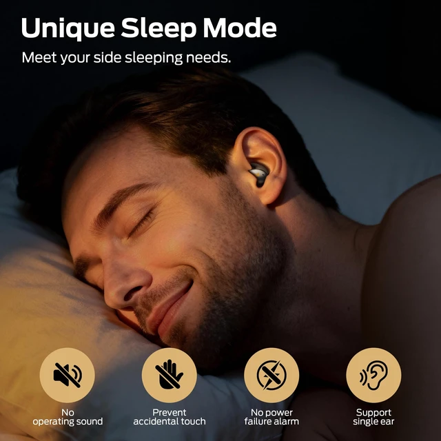 Alt view image 6 of 7 - Monster Sleep Ear100 Ear Buds, Sleep Earbuds with Stereo Sound, Design for Side Sleeper, 32H Playtime, Bluetooth 6.0, ENC Noise Cancelling, IPX6 Waterproof Mini Headphones, Black