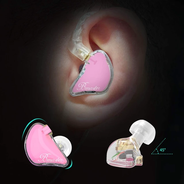 Alt view image 2 of 7 - BASN Bmaster in Ear Monitor Headphones Triple Driver Earphones with Two Detachable MMCX Cable Fit in Ear Suitable for Audio Musician Drummer(Pink)