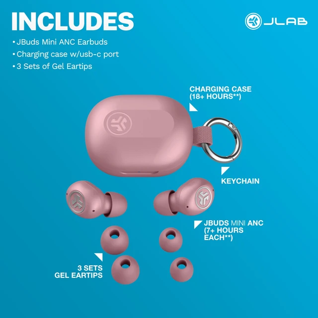Alt view image 4 of 6 - JLab JBuds Mini ANC True Wireless Earbuds with Apple Find My, Blush Pink