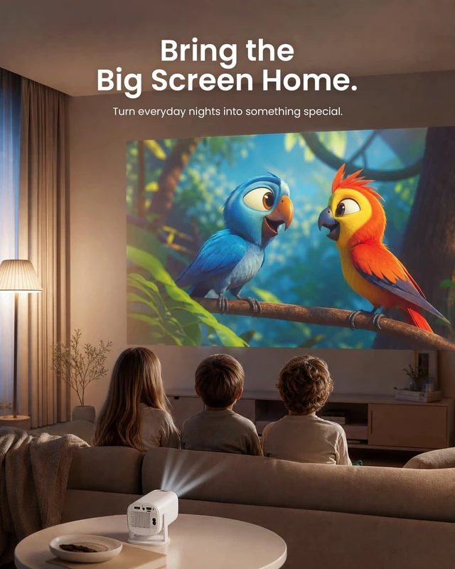Alt view image 7 of 7 - Mini Portable Projector with WiFi Bluetooth, Builtin Android 14 Apps | 180° Rotatable ElectricFocus 1080P Projector for Bedroom & Outdoor Camping,TV Stick,iPad,PS5,Laptop,HDMI,USB