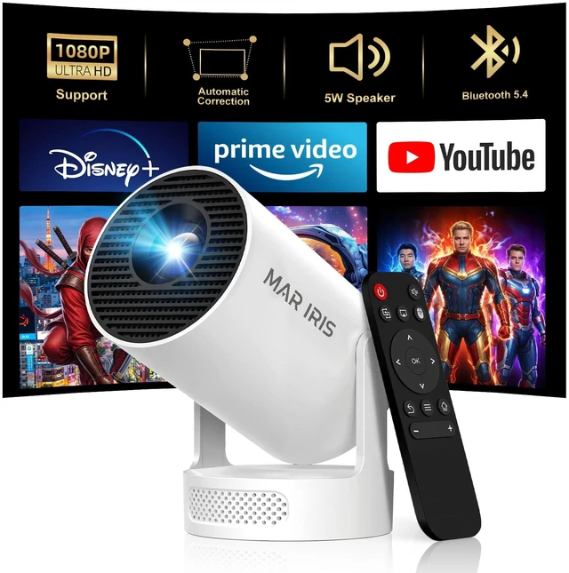 Main image of Mini Portable Projector with Built-in Apps, 180° Rotatable Design, WiFi 6 & Bluetooth 5.4, Movie Projector for Home, Bedroom & Outdoor