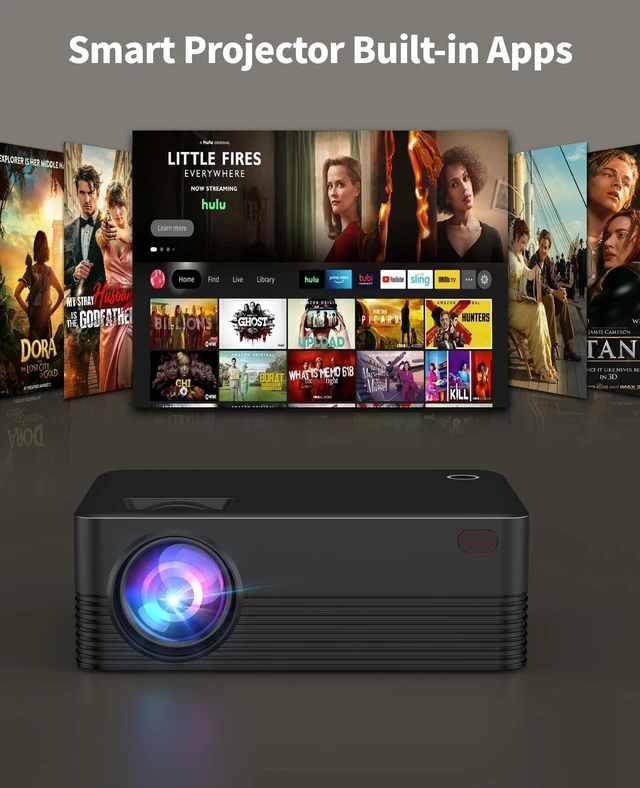 Alt view image 4 of 7 - Mini Projector with Wi-Fi and Bluetooth, Protable Projector 4K Support | Small projector Built-in Apps Native 1080P Auto Focus 270 ANSI Projector Movie for Home Theater/TV Sticks, Laptops, PS5