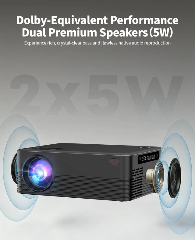 Alt view image 5 of 7 - Mini Projector with Wi-Fi and Bluetooth, Protable Projector 4K Support | Small projector Built-in Apps Native 1080P Auto Focus 270 ANSI Projector Movie for Home Theater/TV Sticks, Laptops, PS5