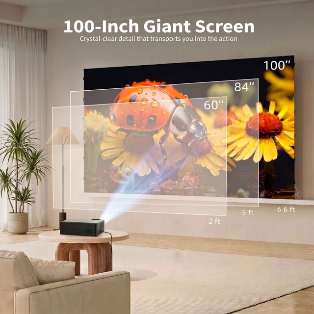 Alt view image 6 of 7 - Mini Projector with Wi-Fi and Bluetooth, Protable Projector 4K Support | Small projector Built-in Apps Native 1080P Auto Focus 270 ANSI Projector Movie for Home Theater/TV Sticks, Laptops, PS5