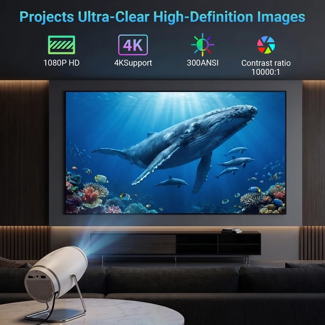 Alt view image 3 of 7 - Built-in APPSMini Projector With Wifi And Bluetooth, 1080P 4K Support Portable Projector, Movie Projector for Bedroom, Compatible with Smartphones/TV Stick/iPad/PS5/Laptop/HDMI/USB