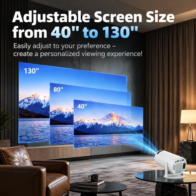 Alt view image 4 of 7 - HY300 Pro Mini Projector with Android 13, 2GB RAM + 16GB Storage, WiFi 6 & Bluetooth, Auto Keystone, 180° Rotatable Portable Smart Projector, 4K Supported