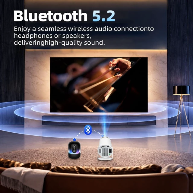 Alt view image 7 of 7 - HY300 Pro Mini Projector with Android 13, 2GB RAM + 16GB Storage, WiFi 6 & Bluetooth, Auto Keystone, 180° Rotatable Portable Smart Projector, 4K Supported