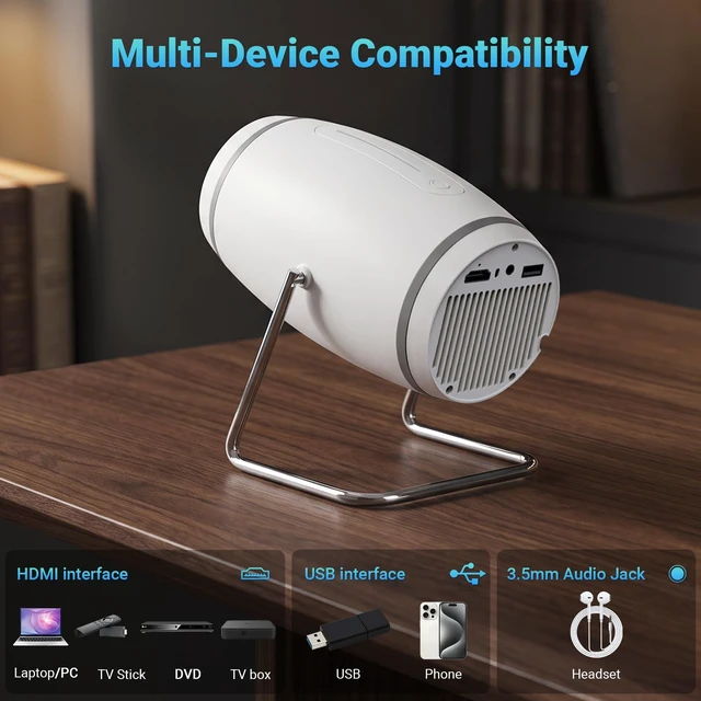 Alt view image 6 of 7 - Built-in APPSMini Projector With Wifi And Bluetooth, 1080P 4K Support Portable Projector, Movie Projector for Bedroom, Compatible with Smartphones/TV Stick/iPad/PS5/Laptop/HDMI/USB