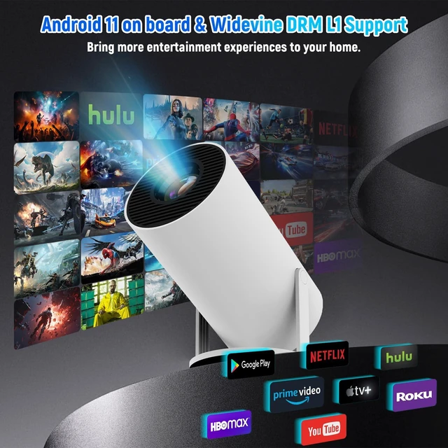 Alt view image 2 of 7 - Mini Projector, Portable Projector 1080P 4K Support, Smart Projector with Auto Keystone Correction, Wifi6 & Bluetooth, 180° Rotatable 130'' Screen Movie Projector, Compatible for Laptop Smartphone PC