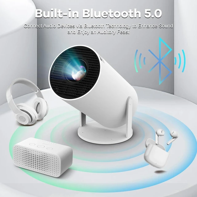 Alt view image 4 of 7 - Mini Projector, Portable Projector 1080P 4K Support, Smart Projector with Auto Keystone Correction, Wifi6 & Bluetooth, 180° Rotatable 130'' Screen Movie Projector, Compatible for Laptop Smartphone PC