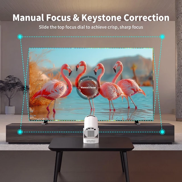 Alt view image 2 of 7 - Mini Portable Projector with Bluetooth 5.4 and WiFi 6, 4K Support | HY300 Ultra Projector,220 ANSI,210° Rotation,Auto Keystone Correction,5watt Sound Base Speaker