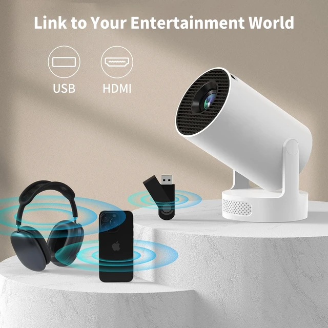 Alt view image 7 of 7 - Mini Portable Projector with Bluetooth 5.4 and WiFi 6, 4K Support | HY300 Ultra Projector,220 ANSI,210° Rotation,Auto Keystone Correction,5watt Sound Base Speaker