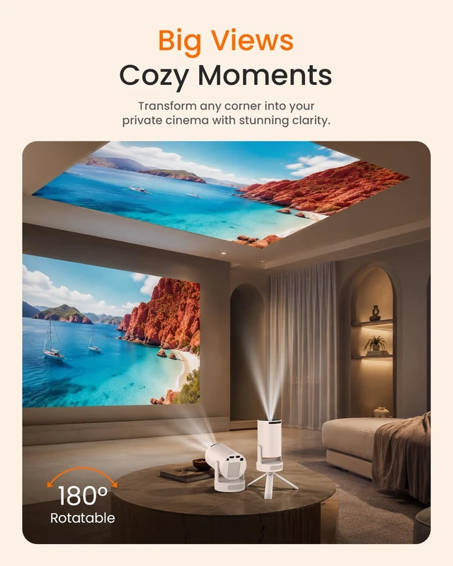 Alt view image 4 of 7 - WellSonic Mini Projector with Wifi and Bluetooth, 5W Speaker | 200 ANSI,Supports 1080P, Built-in Apps,Tripod Stand & Carry Bag, 180°Rotatable, Compatible with HDMI USB PC Laptop