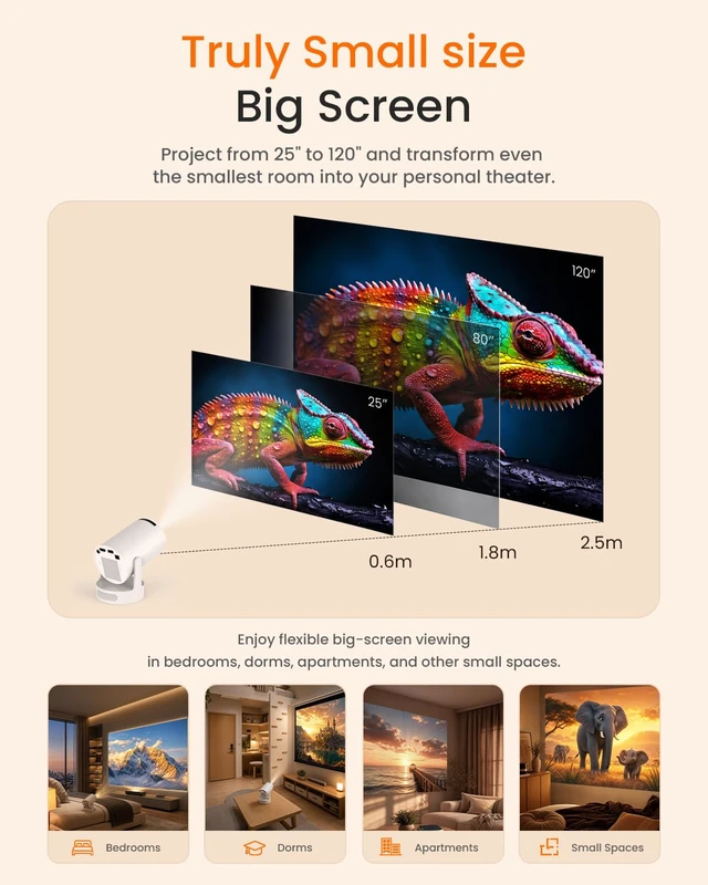 Alt view image 5 of 7 - WellSonic Mini Projector with Wifi and Bluetooth, 5W Speaker | 200 ANSI,Supports 1080P, Built-in Apps,Tripod Stand & Carry Bag, 180°Rotatable, Compatible with HDMI USB PC Laptop