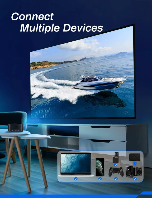 Alt view image 6 of 7 - APIO 640x360 Resolution 1080p Clear Imaging Smart Mini DLP Pocket Projector HDMI, USB, High Resolution Display for Streaming Movies, Laptops, Phones, Presentation, Home & Outdoor