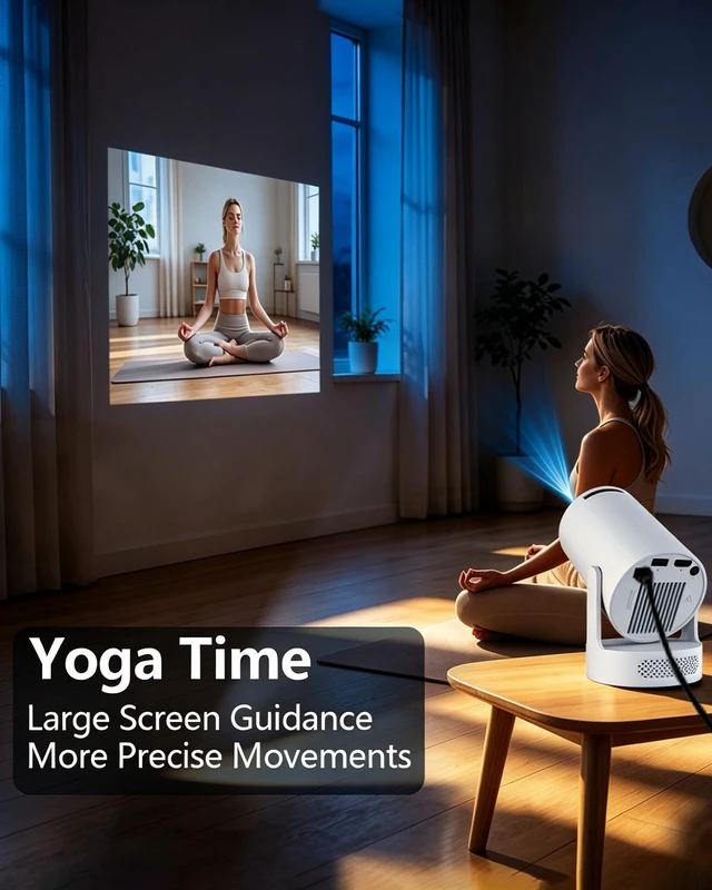 Alt view image 5 of 7 - Mini Projector with WiFi 6 and Bluetooth 5.4, Portable Projector 4K Support, 180 ANSI, 5W Soundbase Speaker, Auto Vertical Keystone 210°Rotatable Smart Proyector for Movie Home Outdoor