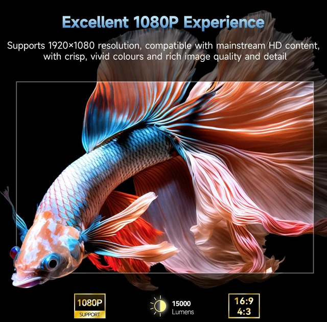 Alt view image 2 of 7 - Home Projector 1080P, Mini Movie Projector with WiFi Bluetooth, Auto Keystone, Remote, Focus HDMI USB Compatible with iOS/Android Phone, Laptop, TV Stick, PS5, Home Theater (Black-Silver)