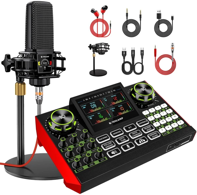 Main image of neculogy Podcast Equipment Bundle - All-in-One Audio Mixer Production Studio with 3.5mm Microphone for Live Streaming, Podcast Recording, PC, Smartphone & DJ (Model: G9-PKPRO DJ Mixer