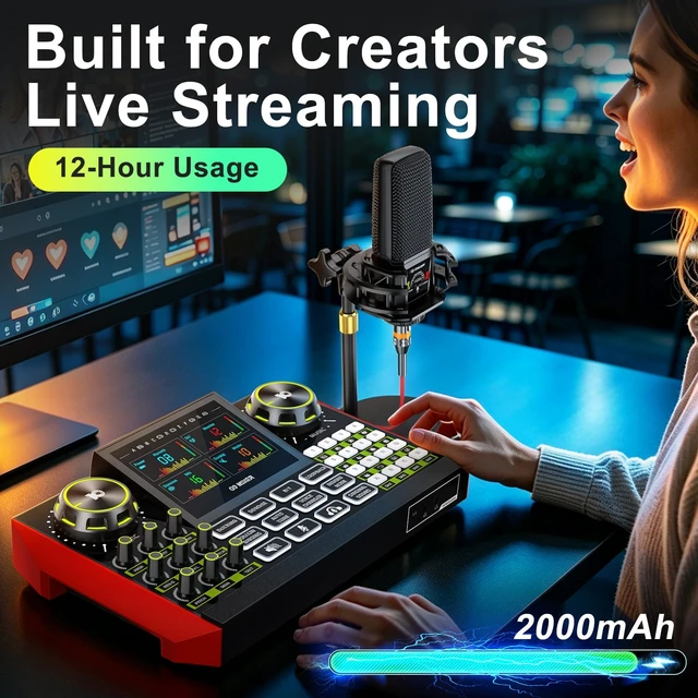 Alt view image 4 of 7 - neculogy Podcast Equipment Bundle - All-in-One Audio Mixer Production Studio with 3.5mm Microphone for Live Streaming, Podcast Recording, PC, Smartphone & DJ (Model: G9-PKPRO DJ Mixer