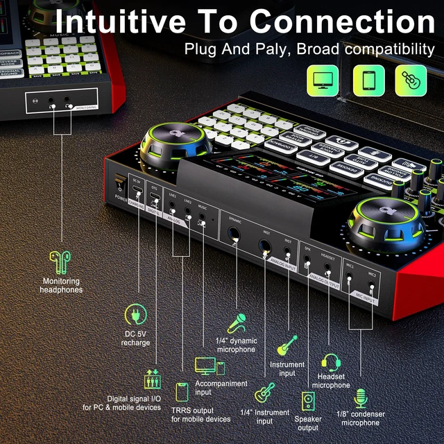 Alt view image 7 of 7 - neculogy Podcast Equipment Bundle - All-in-One Audio Mixer Production Studio with 3.5mm Microphone for Live Streaming, Podcast Recording, PC, Smartphone & DJ (Model: G9-PKPRO DJ Mixer