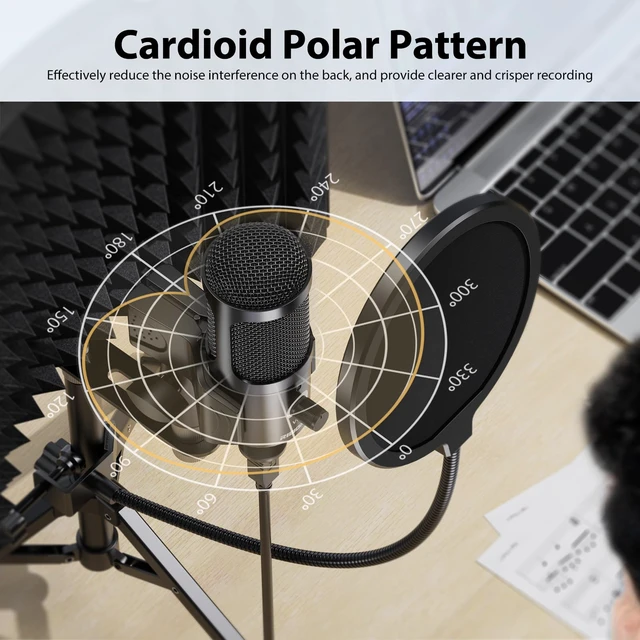 Studio Recording Microphone Isolation Shield with Pop Filter &Tri-Stand ...