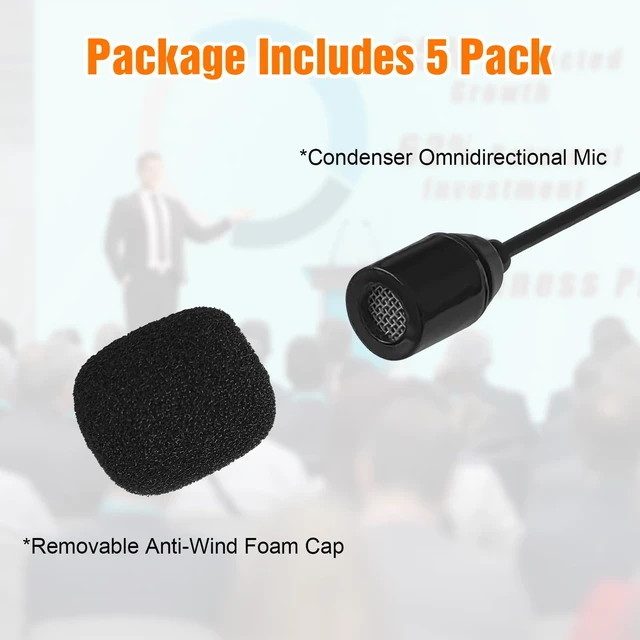 Alt view image 5 of 7 - 5 Pack Headset Single Earhook Microphone Hands-Free Mic for Sennheiser | 3.5mm Female Screw Plug,Condenser Omnidirectional Mic,Light-Weight Black Headset Head Mic with Windscree and 1.5m Cable