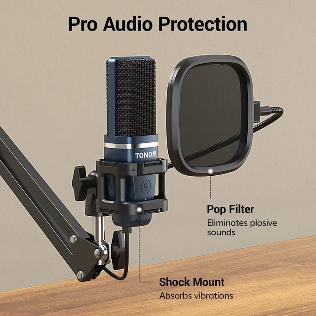 Alt view image 5 of 7 - TONOR Podcast Mic, USB-A/C Computer Microphone, Compatible with PC & Laptop | Cardioid Condenser PC Mic with Boom Arm and Pop Filter for Podcasting, Streaming, Vocal Recording, PS4/5, TC-777 +H