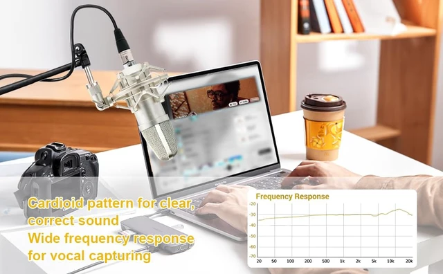 Alt view image 2 of 7 - SUUNTOK XLR Condenser Microphone Recording Microphone for PC Computer Home Studio Cardioid Podcast Mic Kit for Streaming, ASMR, YouTube, Voice-Over, Gaming, Vocal (Silver)