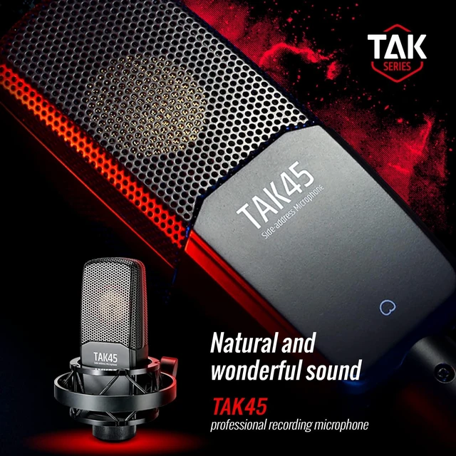 Alt view image 6 of 7 - TAKSTAR TAK45 XLR Cardioid Condenser Mic with 34mm Gold-Plated Diaphragm | 20Hz-20kHz Response, Cardioid Pattern, Shock Mount & Windscreen,Compact for Streaming, 48V Phantom Power Required