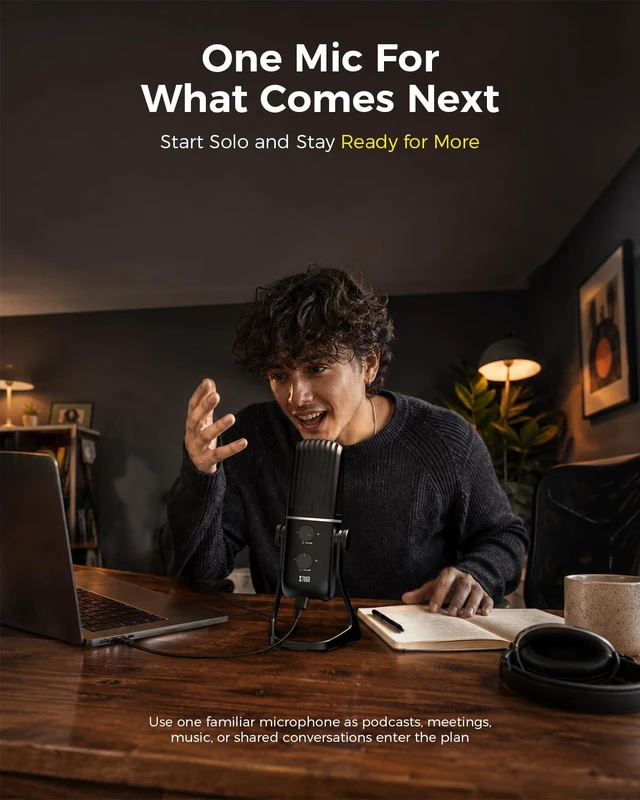 Alt view image 2 of 7 - X-4 USB Condenser Microphone,Podcast Microphone,Metal Streaming Mic | 4-Pattern Pickup,Plug & Play,Mute Button,48kHz/16bit,Retro Desktop Microphone for PC,Content Creator,Podcast,Studio Recording